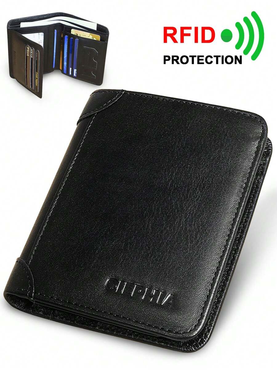 محفظة رجالية ثلاثية الطيات بطراز عتيق - جلد طبيعي، حماية من RFID، تصميم فائق النحافة - هدية مثالية للرجال، محفظة صغيرة، محفظة صغيرة جداً، محفظة رجالية، حامل بطاقات جلدي، محفظة عملات معدنية