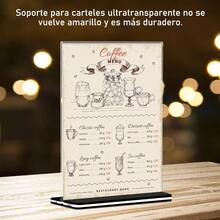 Porta Menu, 10Pcs - Soporte de Letrero, Soporte para Mens de Acrlico, Menu Holder Doble Cara Transparente para Restaurantes, Oficina, Publicidad, Bares, Tablero De Mesa, Almacenar, 21*15Cm - Transparente e incoloro - Ver 4