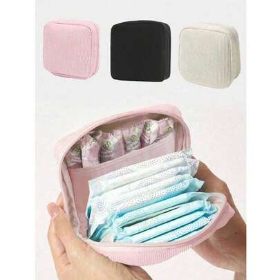 1 pieza Bolsa de almacenamiento de toallas sanitarias con diseño de dibujos animados, soporte para pañuelos de papel, estuche para lápiz labial y cosméticos, organizador de papel higiénico, bolsa multifuncional para productos de higiene femenina, bolsa portátil minimalista de gran capacidad, caja de almacenamiento de toallas sanitarias