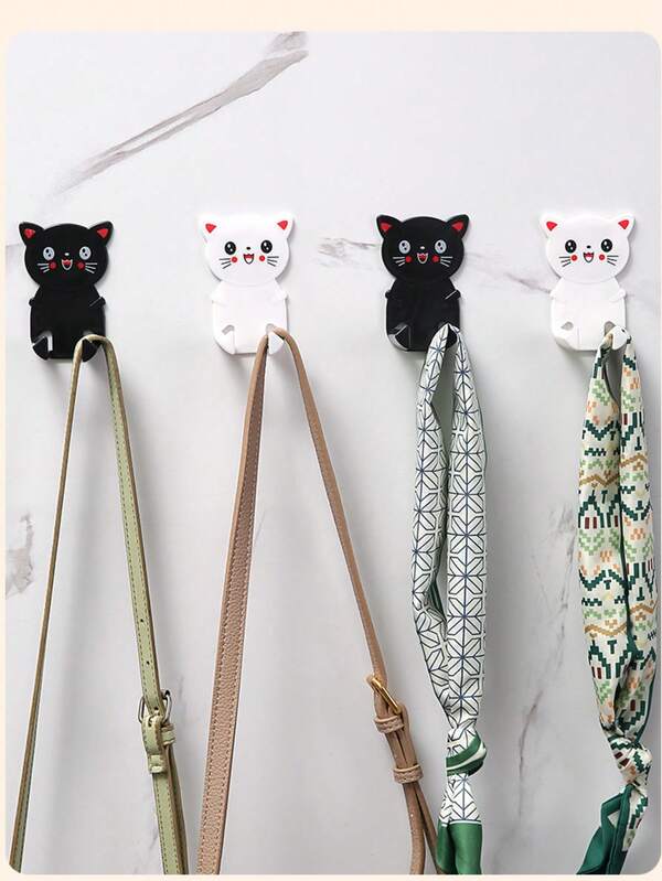 [Easy Install Sundries Hooks] Adorable Cartoon Cat Wall Hooks - Easy Install, No-Drill Plug & Sundries Organizer, Utility Hooks