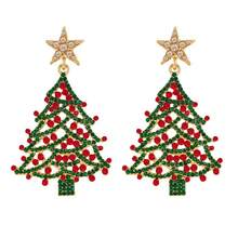 1 par de pendientes de árbol de Navidad de aleación de zinc, adecuados para mujeres