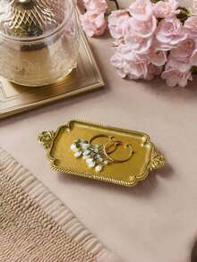Vintage Gold Jewelry Tray, Rustic Ring Dish, Antique Brass Earring Necklace Tray, Cute Small Jewelry Dish, Home Decor Gift, Mini Jewelry Display Stand, Gift For Her