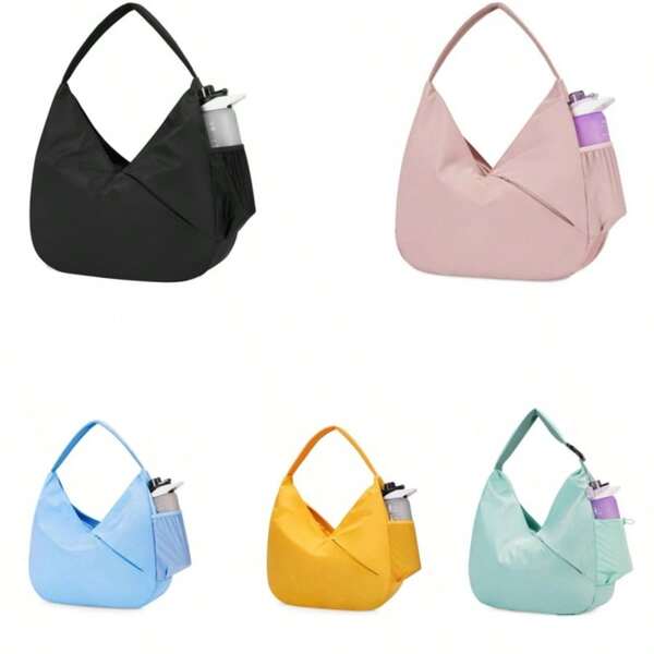 حقيبة رياضية كبيرة متعددة الألوان للنساء، مع حامل سجادة اليوغا مخفي، حقيبة تسوق للرقص والتمرين والسفر والإقامة ليلة واحدة