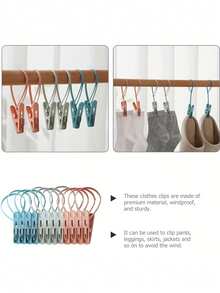 Windproof Multi-Purpose Drying Clips With Rope Handles - Plastic Clothespins For Hanging Towels, Socks, And Laundry - Ideal For Home And Travel Use, Travel Laundry Solution,Durable Plastic, Laundry Accessories,Bathroom & Use ﻿ - Multicolor - View 7