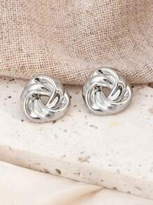 1/5 Paar modische, leichte ABS-Kunststoff-Ohrringe/Ohrstecker mit glatten 5-Blüten-Blumen, Blättern, Tropfen, kreisförmigen Elementen und Herzformen, geeignet für den täglichen Gebrauch von Frauen, tolles Geschenk für Freunde und Familie (kostengünstiges Material) - Silber - Übersicht 9