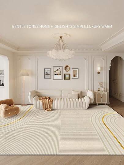 1 件现代简约 - 欧洲优雅抽象几何区域地毯，浅色调，奢华奶油色仿羊毛材质，温馨氛围地毯，适用于客厅、卧室、宿舍、入口、露台，可机洗四季大尺寸垫子，美观的家居装饰/圣诞装饰