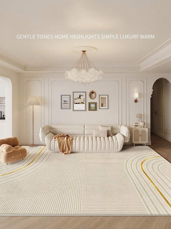 1 件现代简约 - 欧洲优雅抽象几何区域地毯，浅色调，奢华奶油色仿羊毛材质，温馨氛围地毯，适用于客厅、卧室、宿舍、入口、露台，可机洗四季大尺寸垫子，美观的家居装饰/圣诞装饰