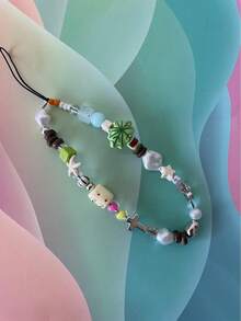 1Pc INS Style Cute Summer Island Beach Coconut Tree Sea Star Bead Mobile Backpack Hanging Rope Bead Decoration Decoration Accessories Suitable For Boys And Girls To Carry And Use DIY Backpacks On A Daily Basis