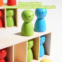 12pcs Wooden Smiling Face Doll Color Matching Memory Game, Educational Puzzle Toy For Children, Parent-Child Interactive Activity And Creative Board Game - 彩色 - 查看 8