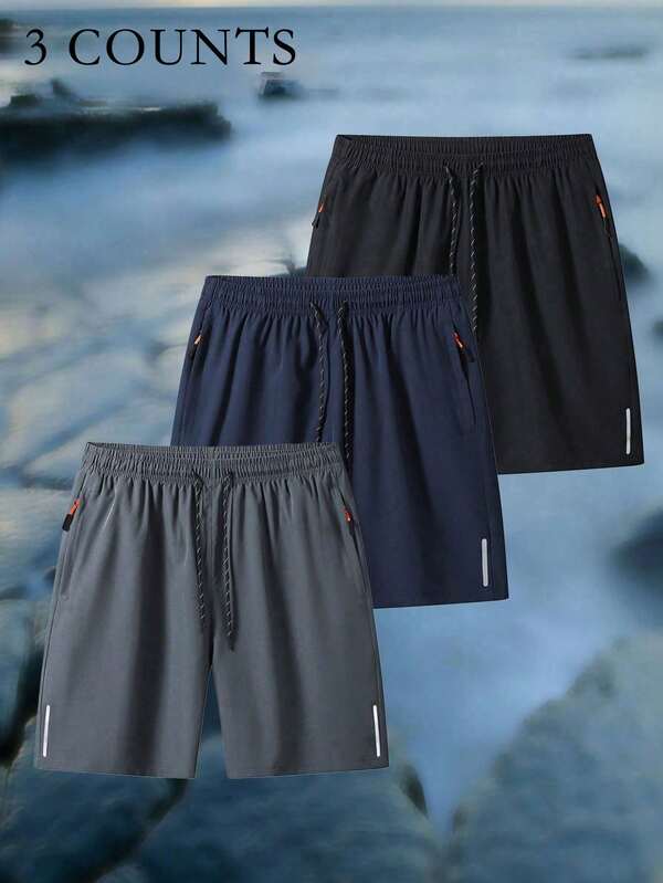 3pcs/Set Men Casual Slim Fit Bermuda Shorts, Versatile Breathable Capri Shorts, Fashionable Summer Outfit