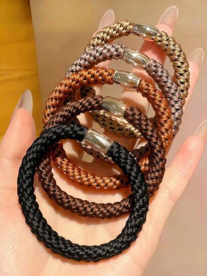 15pcs/Set Woven Metal Buckle Hair Ties Combo, Multi-Color Versatile Hair Bands, Minimalist Fashion Hair Elastics, Woven Craftsmanship With Metal Buckle Decor, Suitable For Women And Girls, Easily Match Various Hairstyles And Outfits, From Casual To Work ,Ponytail Holders ,Hair Rubber Bands ,Scrunchies ,Hair Rope