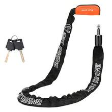 36.81-Inch Iron Security Chain Bicycle Lock, Polished Surface, Button Control, Black - New Year Bicycle Lock