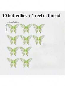 10 Pieces Of Green Crystal Butterfly Hanging Decorations, DIY Butterfly Garlands (Including 30-Meter Transparent Hanging Lines), Suitable For Festival Parties, Bedrooms, Living Rooms, Corridors, Backgrounds, Hotels, Wedding Decorations