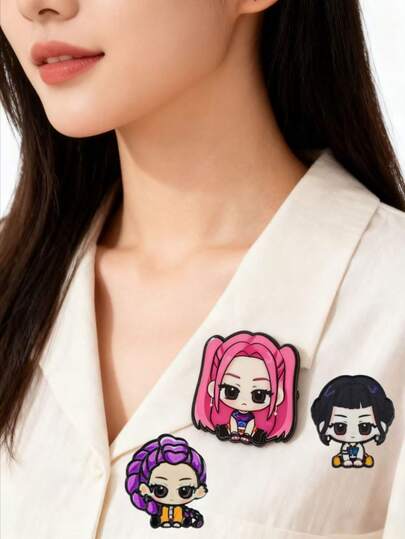 3pcs Cute Enamel Pin Lapel Pins Badges On Backpack Women's Brooch Clothes Gift Jewelry Fashion Accessories