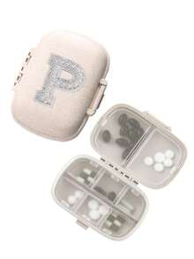 1 pieza Caja de píldoras portátil con diseño de letra, 8 compartimentos, organizador de píldoras compacto y mini - Estuche para píldoras, pastillero semanal, dispensador de medicamentos, caja de medicina portátil y a prueba de agua de varias capas para viajes - Multicolor - Ver 54