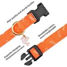 Cotton Hanade Dog Collar Cute And Distinctive Patterns Orange Fish With Pendant For Girl Boy Dogs Collars M,23864855 - Orange - View 2