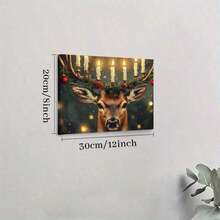 1pc Framed Christmas Canvas Poster,Festive Reindeer Print, Christmas Candle Antler Decor, Unique Holiday Wall Art Canvas Painting For Living Room Corridor Christmas Home Decor, Holiday Room Decor, Winter Room Decor, Ideal Gift For Christmas, Ready To Hang, For Christmas/ Christmas Decor, 2D Flat - White - View 7