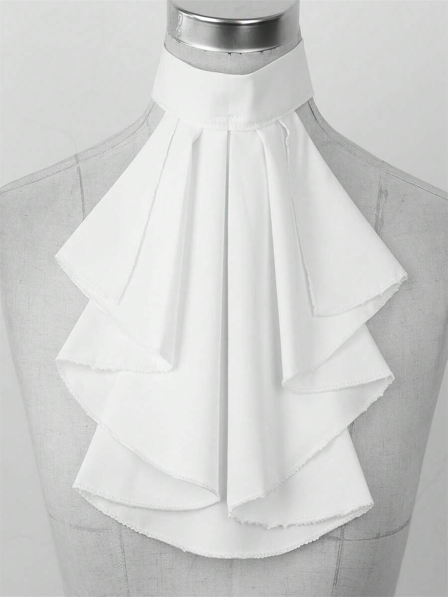 1pc Vintage Ruffled Collar Necklace - Elegant Multi-Layer Ruffle Necklace, Suitable For Costumes, Parties, Theatrical Performances And Formal Occasions - Hand Wash/Dry Clean - Timeless Elegant Accessory, Clothing Accessory, Ruffle Design, Delicate Fabric, Retro Fashion, Lightweight Accessory, Suitable For Fashion Enthusiasts To Match Christmas Decorations - Multicolor - View 1
