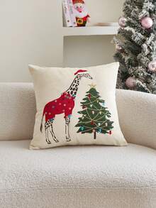 1 Stück Weihnachts-Hirsch bestickter Plüsch Kissenbezug, geeignet für Wohnzimmer, Sofa, Schlafzimmer, Partys und verschiedene Umgebungen, ganzjährig verwendbar