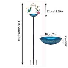 1 Stück kreative Teekanne Eisenkunst Vogelbad, Outdoor Vogelbad, 116,5 cm hoher Vogelhaus mit Metall Gartendekoration