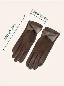 Thermal Gloves, Suitable For Winter Use. Elegant Bowknot Accessory For Women's Touchscreen Gloves. Gloves For Cycling And Driving. Fashionably Simple Style With Fleece Insulation For Cold Protection Touchscreen Gloves. - Multicolor - View 4