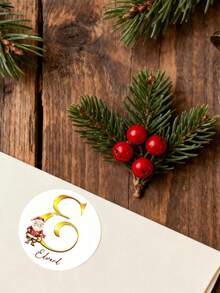 12 قطعة / 24 قطعة / 36 قطعة / 48 قطعة ملصقات دائرية مخصصة لعيد الميلاد، 1/12/24/36/48/96 قطعة ملصقات بشعار قبعة سانتا وحروف ذهبية، ملصقات ديكور عيد الميلاد المخصصة للهدايا والمظاريف ولوازم الحفلات، علامات هدايا عيد الميلاد للأكياس والصناديق والتغليف، مثالية لديكورات حفلات عيد الميلاد والهدايا والديكور المنزلي وهدايا والعام الجديد