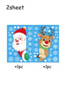 Pegatinas de ventana navideñas, pegatinas de copos de nieve, pegatinas de copos de nieve, Papá Noel y renos de dibujos animados para decoración de fiestas, pegatinas estáticas de invierno para ventanas, pegatinas navideñas, adecuadas para decoración de fiestas navideñas, pegatinas de ventana de invierno, decoración de fiestas - Multicolor - Ver 16