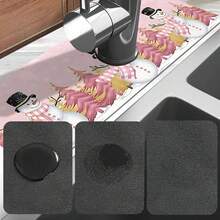 1 件，女孩粉色圣诞厨房水槽水龙头排水垫，圣诞雪人装饰浴室硅藻泥吸水垫，家用台面防滑防霉垫。圣诞装饰品！ - 彩色 - 查看 7