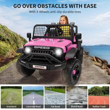 Huisuilinss Ride On Truck,12V Kids Electric Car,Ride On Car With Remote Control,Music Player,LED Lights,Ride On Toy For Boys & Girls - Pink - View 7
