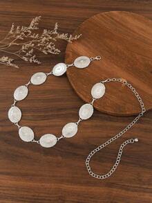 Boho 1pc Women Oval Decor Chain Belt Halloween Summer, School Fall, Autumn, Halloween - 白K - 查看 5