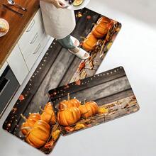 1pc Pumpkin Pattern Floor Mat, Soft Plush Surface, Anti-Fatigue Rug For Home, Bathroom, Kitchen Decor, Thanksgiving, Christmas And Autumn Themed, Classic Minimalist Style, Comfortable Underfoot, Relieve Fatigue