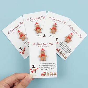 5件圣诞礼物，圣诞拥抱，袖珍姜饼人拥抱，袖珍拥抱，圣诞节可爱树脂雪人，派对小礼物，节日礼物，节日快乐