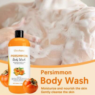 100ml Persimmon Refreshing Body Wash, Gentle Moisturizing, Skin Cleansing, Smooth & Soft Skin, Plant Extract Body Wash Suitable For All Skin Types
