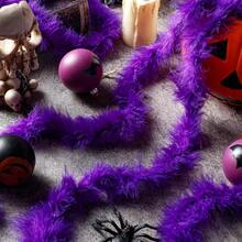 Riceshoot 3 Pcs 20 Ft Halloween Garland Decorations Dark Purple Halloween Tree Hanging Garland Faux Feather Decorations For Fall Autumn Birthday Holiday Indoor And Outdoor Party Supplies - 深紫色 - 查看 5