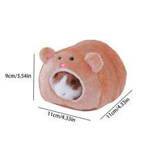 1 pieza Casa de oso marrón con cama para hámster, accesorio de jaula para animales pequeños, suministros para hámster, suministros para mascotas, "Oso Amoroso"