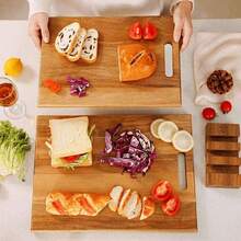 1块加厚优质红木砧板 - 多功能双面耐用砧板，适用于肉类、鱼类、奶酪、面包、糕点、水果和蔬菜 - 防滑防水厨房托盘，配有易握手柄，是最佳厨房配件和节日礼物。