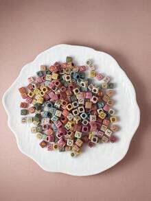 200 Pieces Of 6mm * 6mm Multi-Color Background Acrylic Letter Beads Scattered Beads, Used For Jewelry Making, Home DIY Crafts, Necklaces, And Keychain Accessories - Multicolor - View 8