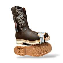 Bota Chata Casco Acero Purepecha Sierra Piel Bovina Nobuck - Camel - Ver 4