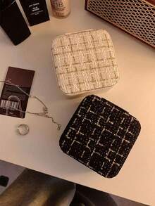 1 件迷你珠宝收纳盒，便携式拉链旅行珠宝收纳盒，女士礼品盒，多功能珠宝展示架，适用于戒指、吊坠、耳环、项链等。 - 适合女孩和女士的礼品盒、万圣节礼品盒、圣诞礼品盒。