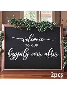Wedding Season Bride White Sticker Decal Wall Sticker Glass Decor Sticker Removable PVC Wedding Decor Sticker "Welcome To Our Happily Ever After" Decal Sticker - White - View 9