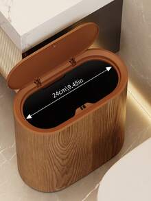 1个3.43加仑木纹浴室塑料垃圾桶，方形防臭木纹塑料转角垃圾桶 - 带盖，脚踏式塑料垃圾桶，防水，易清洁，节省空间设计，适合小空间，适用于浴室、洗衣房、家庭办公室和卧室等狭窄空间，无需用电 - 也适用于浴室、厨房、客厅、酒店，消除异味 - 彩色 - 查看 7