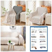 Slipper Chair Cover Sheet Blanket, Reversible Anti Slip Throw Cushion Covers Single Chair Recliner Armchair Ottomans Furniture Decorations Protector Slipcover White Khaki, 51x71 - Kaki Trắng + 51" x 71" - Xem 1