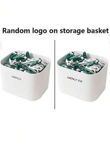 Pinza de ropa, pinza de ropa sin costuras, pinza fuerte para calcetines, cesta de almacenamiento para el hogar, suministros para dormitorio a prueba de viento y antideslizantes, artículos esenciales para el hogar (cesta de almacenamiento + pinza sin costuras con diseño de pavo real) - Multicolor - Ver 3