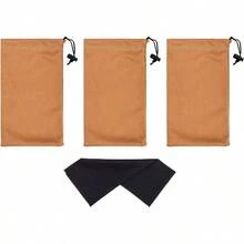 Estuche para gafas de sol, suave y delgado, para gafas y estuche para telfono con cierre de cordn - Marrón claro - Ver 2
