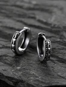 1 对时尚男士环形耳环，适合万圣节派对珠宝礼物
