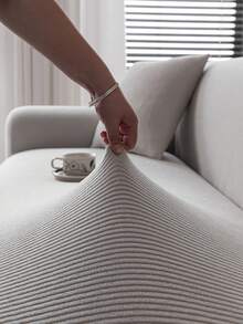 1 Vỏ bọc ghế sofa co giãn Jacquard màu trơn, kiểu dáng phù hợp cho mọi mùa, có thể giặt bằng máy, chống thú cưng và bền, thích hợp cho phòng khách, phòng ngủ, phòng ăn, ngoài trời, ghế sofa 1/2/3/4 chỗ ngồi, bao gồm dải chống trượt - Màu Xám nhạt - Xem 7