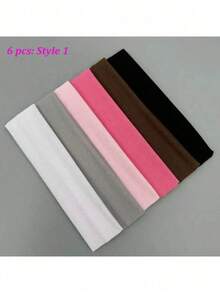 6pcs Elegant & Bohemian Style Wide Headbands, Solid Color Stretchy Elastic Hairbands, Women's Sports Knitted Headwear For Washing Face And Makeup OQVB - Nhiều màu - Xem 8