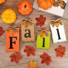 4 Pcs Fall Decorations Home, Fall Thanksgiving Table Decor Vintage Farmhouse Wooden Signs Autumn Tabletop Centerpieces Thanksgiving Fall Home Office Kitchen Harvest Party Tiered Tray Mantel Decor