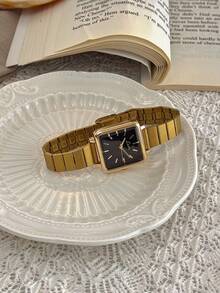 1 Pc New Fashionable Ladies Watch, Stylish & Simple, Luxury Style, Elegant & Versatile Quartz Bamboo Band Watch