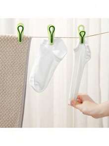 Pinza de ropa, pinza de ropa sin costuras, pinza fuerte para calcetines, cesta de almacenamiento para el hogar, suministros para dormitorio a prueba de viento y antideslizantes, artículos esenciales para el hogar (cesta de almacenamiento + pinza sin costuras con diseño de pavo real) - Multicolor - Ver 9